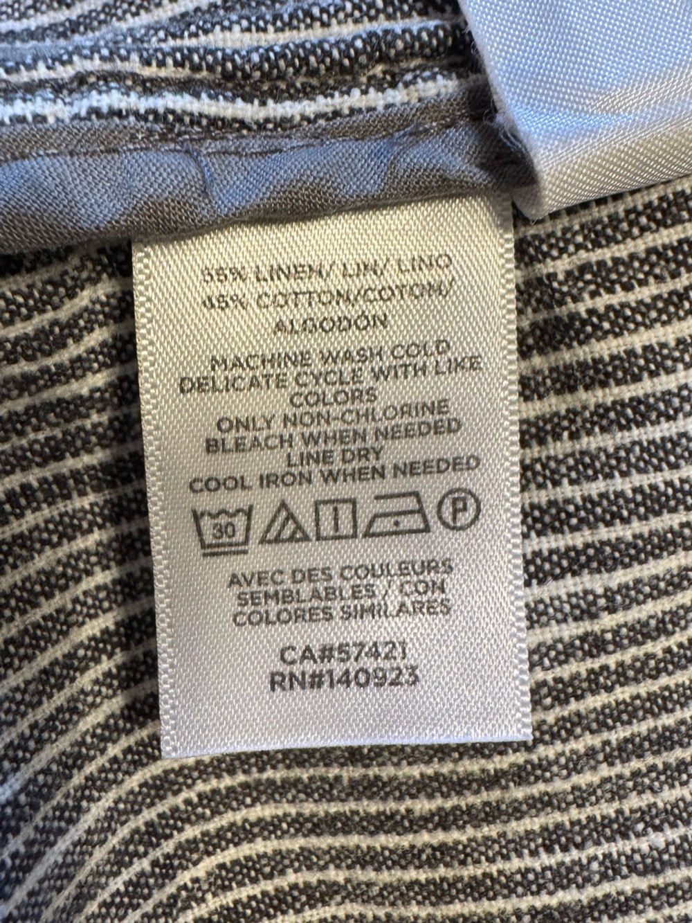 LOFT Striped Button-Down Jacket  in Gray and White, Cotton-Linen blend! Sz XL - Picture 10 of 10
